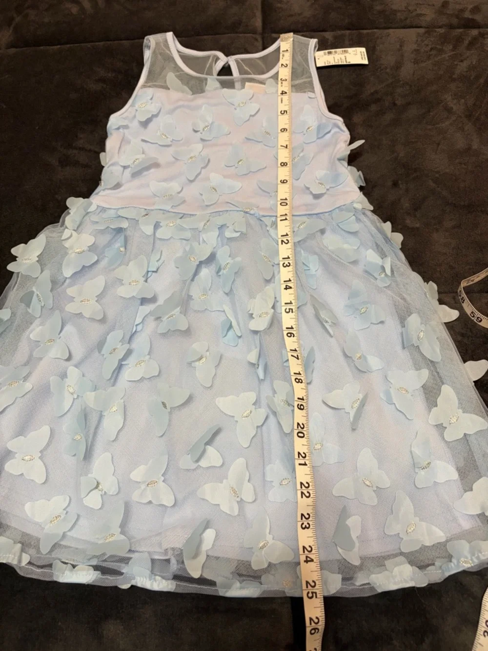 The Children's Place girls 6 Pale Blue Butterfly Mesh Party Dress